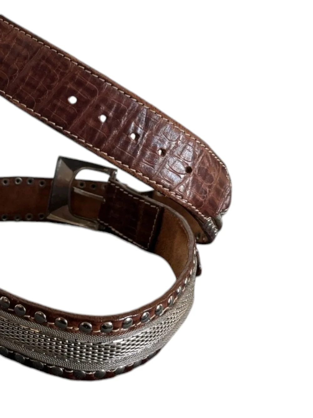 Cheval Design Studio Vintage Super Heavy Leather Mesh Metal Belt